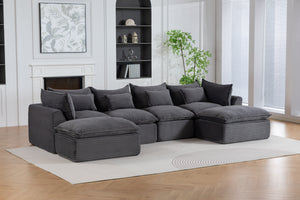 129.8" Width Cloud Couch Oversized Modular Sectional Sofa