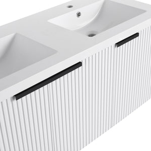 Contemporary Wall Mounted Bathroom Vanity With Resin Double Sink