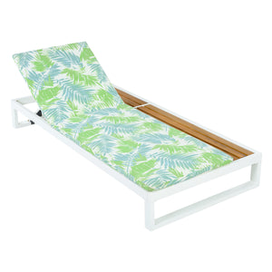 White Iron & Teak Finish Chaise Lounge Set