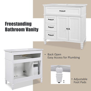 Bathroom Vanity With Sink, Freestanding Cabinet & Drawers