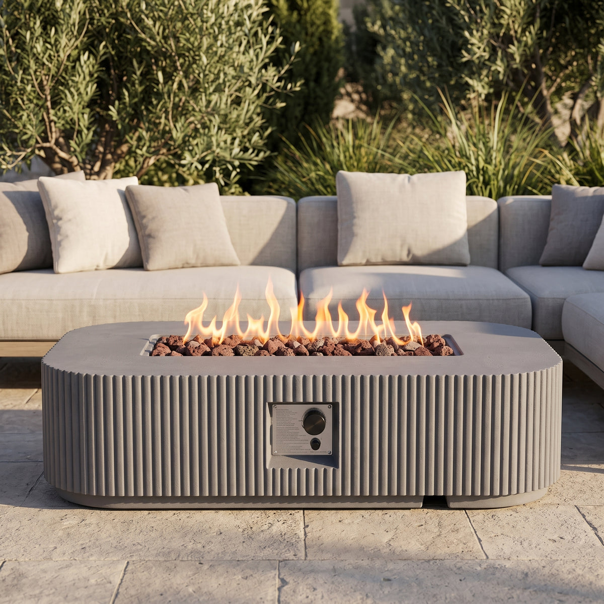 Outdoor 48.2" Rectangular MgO Fire Pit