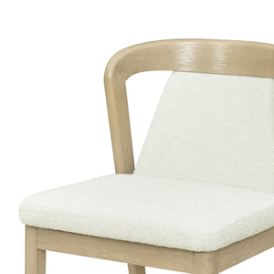 Upholstered Backrest Armless Dining Chairs (Natural Ash + Beige)