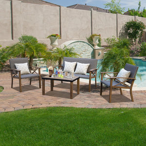 Aluminum Patio Furniture Set, 4-Piece Modern Conversation Set