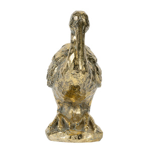 Kneeling Crane Figurine, 7.1 x 10.4 x 3 Inches, Antique Gold