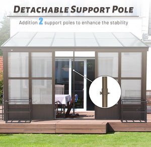 10x14FT All Season Sunroom with Detachable Windows and Sliding Doors