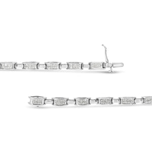 14K White Gold 2.0 Cttw Princess Cut Invisible Set Diamond Rectangular Link Bracelet (I-J Color, I1-I2 Clarity) - 7.25"