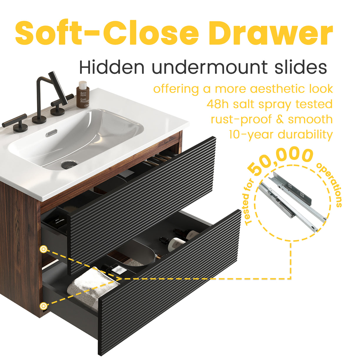 Gloria 30" Wall Mounted Soft Bathroom Vanity