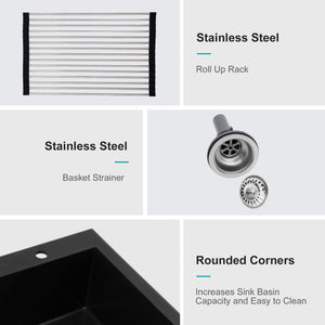 Quartz Kitchen Sink, Granite Composite, Drop In Sink With Durable Design