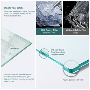 Modern Single Slide Shower Door, Tempered Glass, Stainless Steel Frame