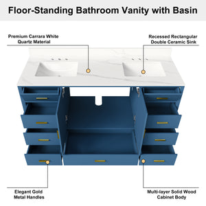 60" Solid Wood Bathroom Vanity with Double Sinks
