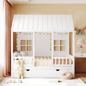 House Bed With Twin Size Trundle, Daybed