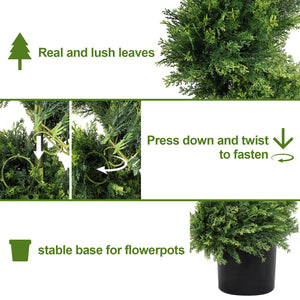 6FT Two-Tone Spiral-Shaped Potted Cedar Tree Set