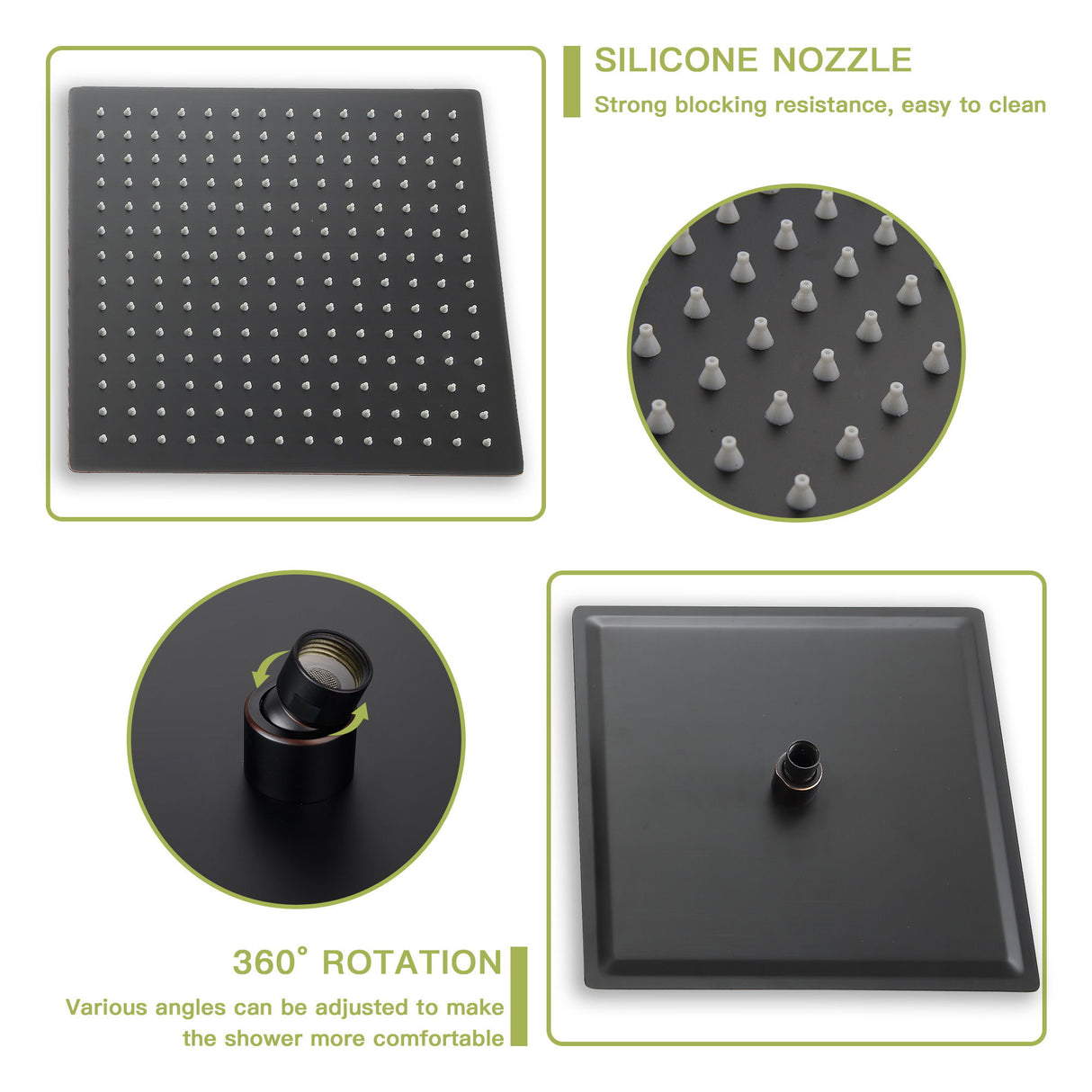 Dual Shower Head 16" Ceiling Mount Square Shower System With Rough In Valve
