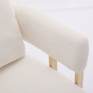 Modern Decorative Chair Teddy Fleece Upholstered And Metal Foot