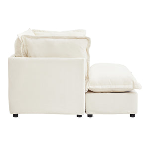 Modern Armchair Sofa With Movable Ottoman