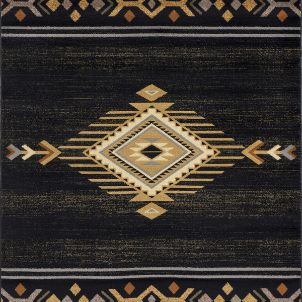 Tribes - 7'10" X 10'3" Southwest Area Rug - Black
