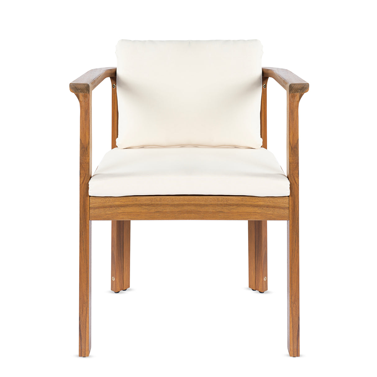 Outdoor Dining Chair Set of 2 with Curved Acacia Wood Arms