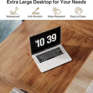 Executive Desk With Legs - Natural / Light Brown