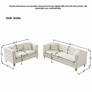 Deep Seat Sofa With Button Nailhead, Square Arm Couches