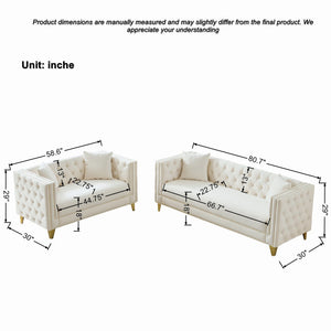 Deep Seat Sofa With Button Nailhead, Square Arm Couches