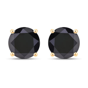 4.30 Carat Genuine Black Diamond 14K Yellow Gold Earrings