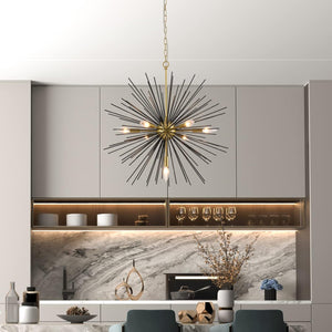 Sputnik Chandelier, 7-Light Satellite Pendant, 25.6 Inch, Gold and Black