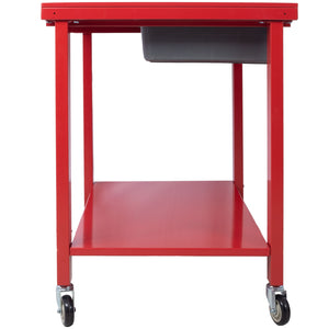 Transmission Teardown Work Station 1 / 2 Ton Capacity Sloping Drain Table Locking Drawer Removable Drain Basin Full-Width Lower Shelf Four 4" Caster Wheels