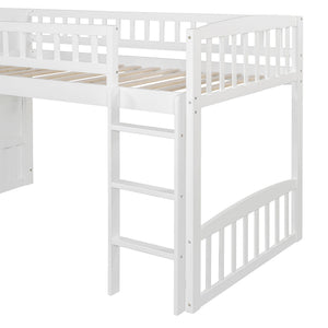 Loft Stairway Bed With 2 Drawers, Convertible Ladder And Slide