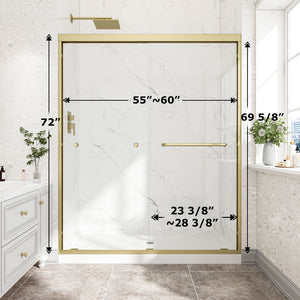 55"-60" W x 72" H Brushed Shower Door