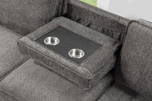 Estelle - Fabric Reversible Sleeper Sectional With Storage Chaise Drop-Down Table 2 Cup Holders And 2 USB Ports