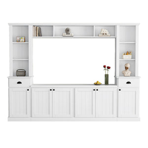 Minimalist Entertainment Wall Unit Set With Bridge For TVs Up To 75"