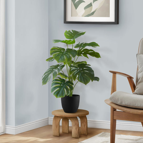 24" Tall, Artificial Plant, Monstera, Indoor, Faux, Fake, Table, Greenery, Potted, Real Touch, Decorative - Green / Black - Best Buy Furniture