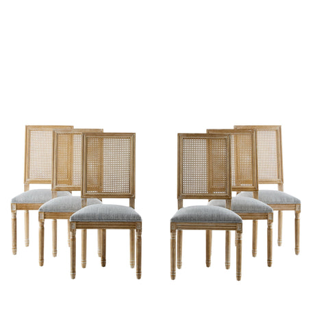 French Country Dining Chair With Rectangular Cane Backrest And Smooth Upholstered Seating - Best Buy Furniture