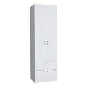 Armoire Wardrobe 76" H, Hanging Rod, 2 Drawers, 1 Shelf