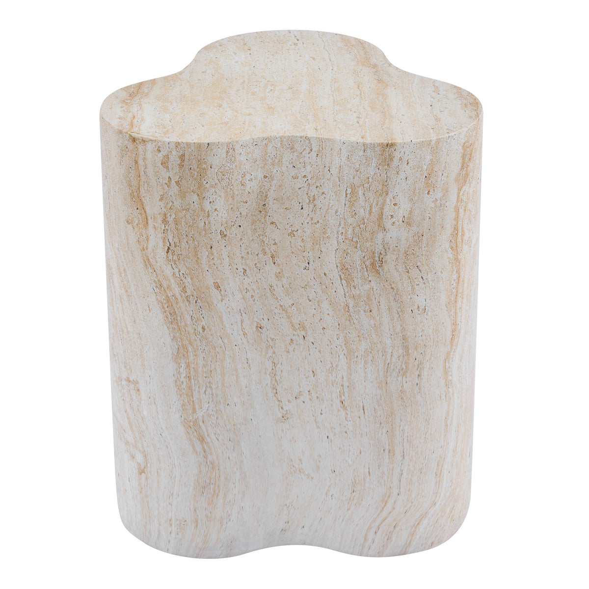 Organic Travertine-Look MGO Outdoor/Indoor Side Table