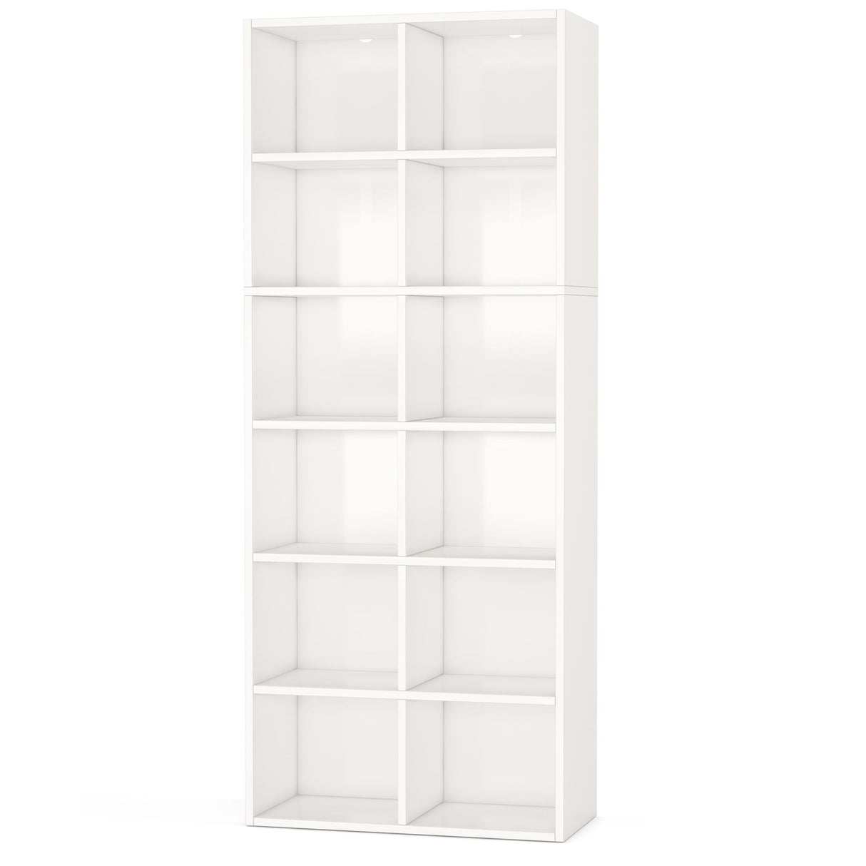 Narrow 12 Cube Bookcase With Closed Back For Living Room - White