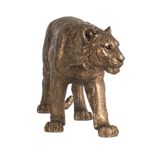 11.5" Tiger Statue Decor with Gleaming Coppery Finish