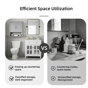 Multi Functional Wall Mounted Cabinet With Adjustable Shelves For Bathroom