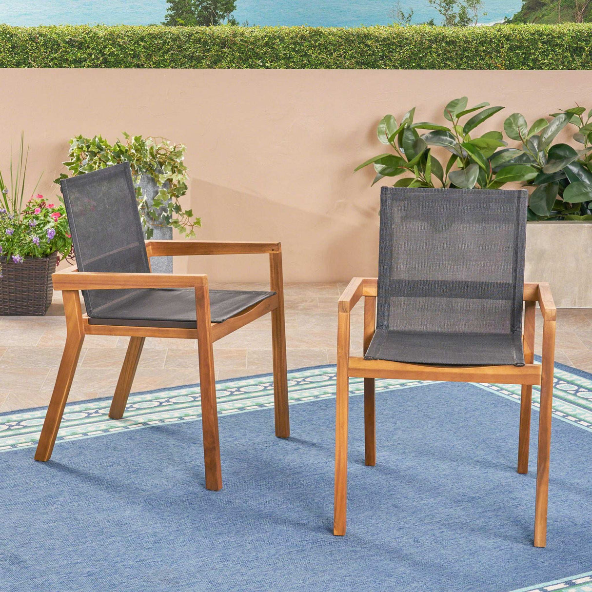 Belfast - Dining Chair With Acacia Wood Frame And Mesh Seating (Set of 2) - Best Buy Furniture
