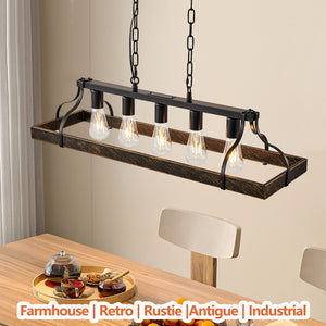 34-Inch Black and Gold Vintage Pendant Light