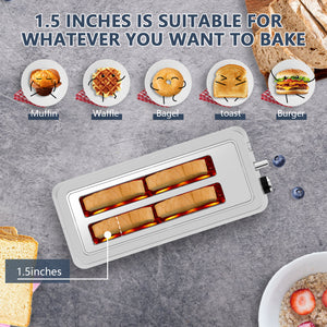 4-Slice Extra Wide Long Slot Toaster (Silver, 1500W)