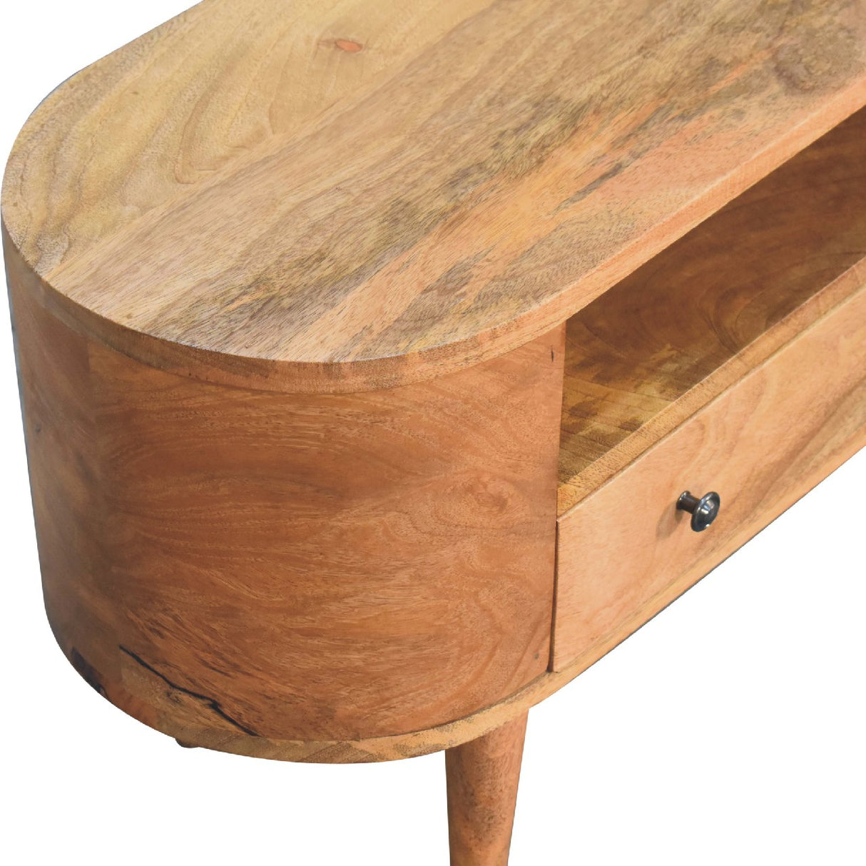 Solid Wood Mini Rounded Entertainment Unit, Nordic Legs