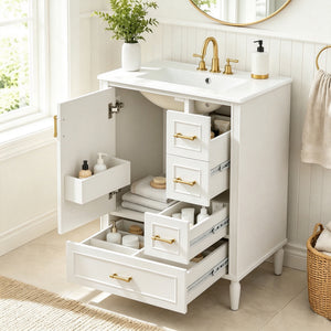 24" Modern Bathroom Vanity with Ceramic Sink