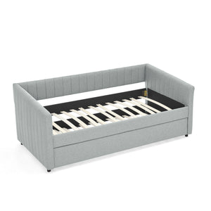 Upholstered Daybed With Trundle With Vertical Stripes