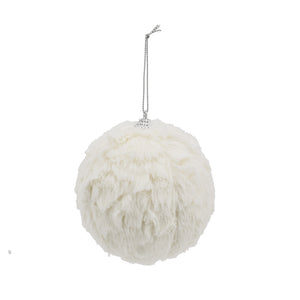 4" Cream Shabby Chic Ruffled Ornament Ball