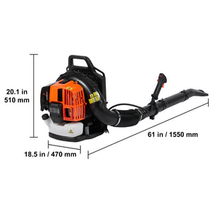 Backpack Leaf Blower 62CC 2-Cycle Gas Leaf Blower 1110CFM Air Volume
