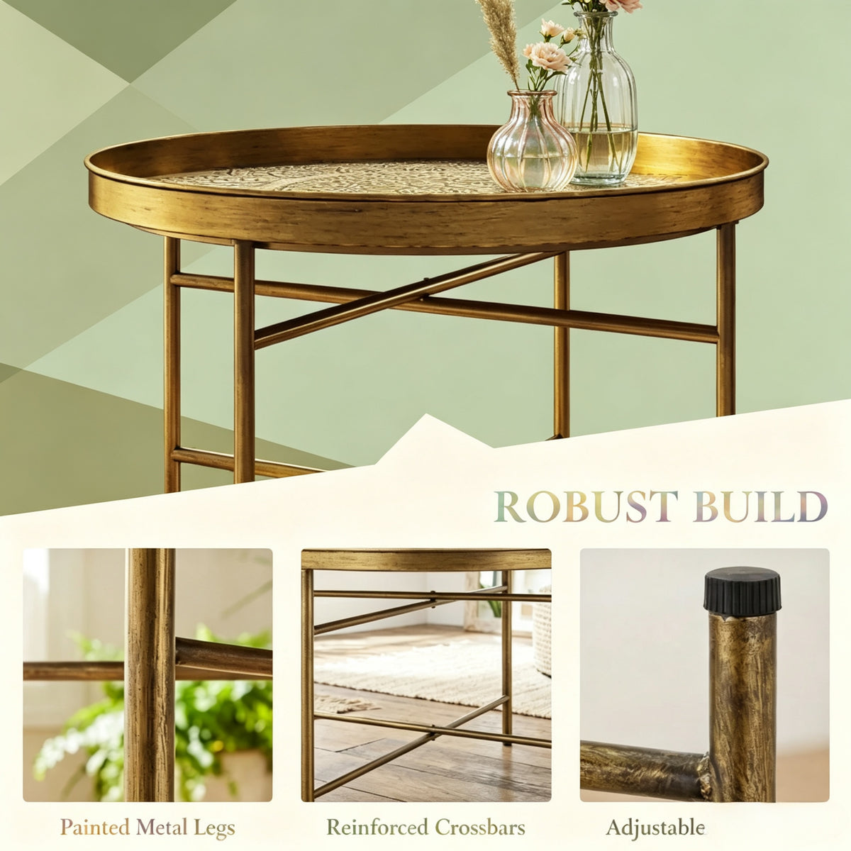 Hammered Floral Pattern Center Table