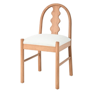7-Piece Dining Table Set, 70" Solid Rubber Wood Dining Table with 6 Wave Back Dining Chairs
