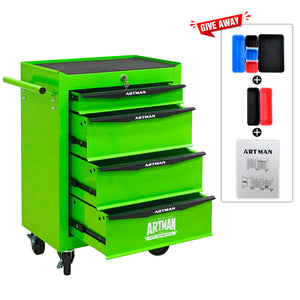 Rolling Metal Tool Chest with 4 Drawers - Green