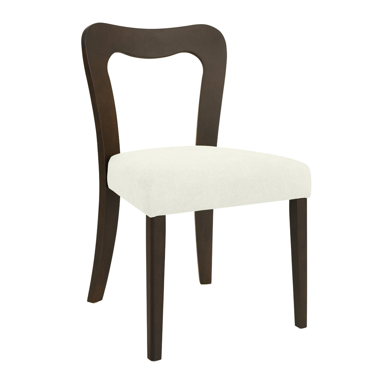 Dining Chair Without Arm Set of 2 (Dark Brown + Beige)